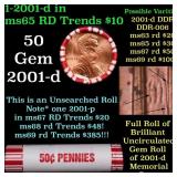 BU Shotgun Lincoln 1c roll, 2010-d 50 pcs Bank Wra