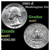 1981-d Washington Quarter 25c Grades GEM++ Unc