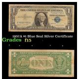 1957A $1 Blue Seal Silver Certificate Grades f+