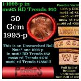 BU Shotgun Lincoln 1c roll, 1995-p 50 pcs Bank Wra