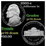 2003-s Proof Jefferson Nickel 5c pr70 dcam SEGS