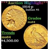***Major Highlight*** 1914-p Gold Indian Half Eagl