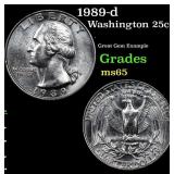 1989-d Washington Quarter 25c Grades GEM Unc