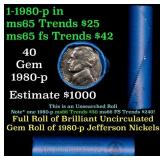 BU Shotgun Jefferson 5c roll, 1980-p 40 pcs Bell T