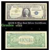 1957B $1 Blue Seal Silver Certificate Grades vf+