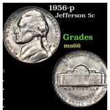 1956-p Jefferson Nickel 5c Grades GEM+ Unc