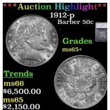 ***Major Highlight*** 1912-p Barber Half Dollars 5