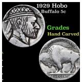 1929 Hobo Buffalo Nickel 5c Grades Hand Carved