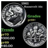 1961 Proof Roosevelt Dime 10c Grades GEM++ Proof