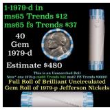 BU Shotgun Jefferson 5c roll, 1979-d 40 pcs Bank $