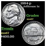 1984-p Jefferson Nickel 5c Grades GEM++ Unc
