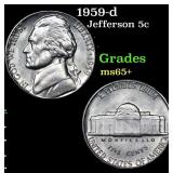 1959-d Jefferson Nickel 5c Grades GEM+ Unc