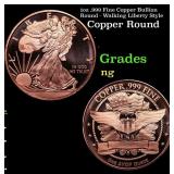 1oz .999 Fine Copper Bullion Round - Walking Liber