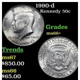 1990-d Kennedy Half Dollar 50c Grades GEM++ Unc