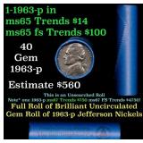 BU Shotgun Jefferson 5c roll, 1963-p 40 pcs Bell T