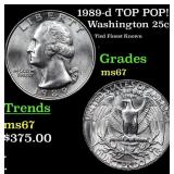 1989-d Washington Quarter TOP POP! 25c Graded ms67
