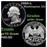 1986-s Proof Washington Quarter 25c Grades GEM++ P