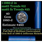 BU Shotgun Jefferson 5c roll, 1980-p 40 pcs Bell T