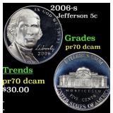 2006-s Proof Jefferson Nickel 5c pr70 dcam SEGS
