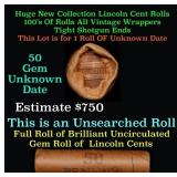 BU Shotgun Lincoln 1c roll, Unknown Date 50 pcs Ba