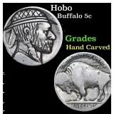 Hobo Buffalo Nickel 5c Grades Hand Carved