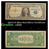 1957A $1 Blue Seal Silver Certificate Grades vf+