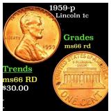 1959-p Lincoln Cent 1c Grades GEM+ Unc RD