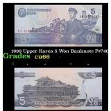 1998 Upper Korea 5 Won Banknote P#?40 Grades Gem+
