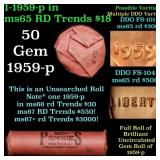 BU Shotgun Lincoln 1c roll, 1959-p 50 pcs Bank Wra