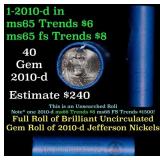 BU Shotgun Jefferson 5c roll, 2010-D 40 pcs Bell T