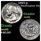 1965-p Washington Quarter 25c Grades GEM+ Unc