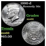1990-d Kennedy Half Dollar 50c Grades GEM+ Unc