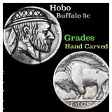 Hobo Buffalo Nickel 5c Grades Hand Carved