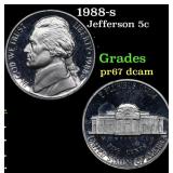 1988-s Proof Jefferson Nickel 5c Grades GEM++ Proo