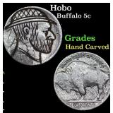 Hobo Buffalo Nickel 5c Grades Hand Carved