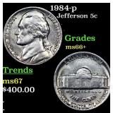 1984-p Jefferson Nickel 5c Grades GEM++ Unc