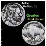 Hobo Buffalo Nickel 5c Grades Hand Carved