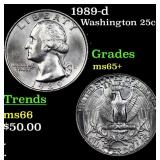 1989-d Washington Quarter 25c Grades GEM+ Unc