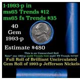 BU Shotgun Jefferson 5c roll, 1993-p 40 pcs Bell T