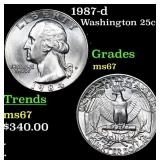 1987-d Washington Quarter 25c Grades GEM++ Unc