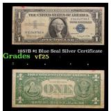 1957B $1 Blue Seal Silver Certificate Grades vf+