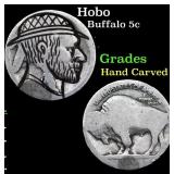 Hobo Buffalo Nickel 5c Grades Hand Carved