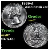 1989-d Washington Quarter 25c Grades GEM++ Unc