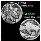 Hobo Buffalo Nickel 5c Grades Hand Carved