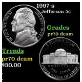 1997-s Proof Jefferson Nickel 5c pr70 dcam SEGS