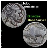 Hobo Buffalo Nickel 5c Grades Hand Carved