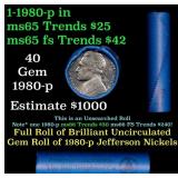 BU Shotgun Jefferson 5c roll, 1980-p 40 pcs Bell T