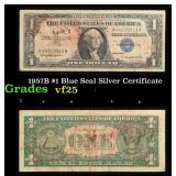 1957B $1 Blue Seal Silver Certificate Grades vf+