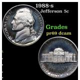 1988-s Proof Jefferson Nickel 5c Grades GEM++ Proo