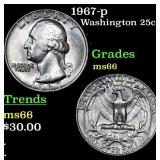 1967-p Washington Quarter 25c Grades GEM+ Unc